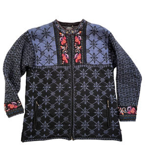 Vintage Icelandic Design Nordic Knit Jacket Heavy Cardigan Women Size Medium